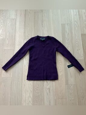 Karen Miller Purple V-Neck Women's Sweater - XS Petite - BNWOT